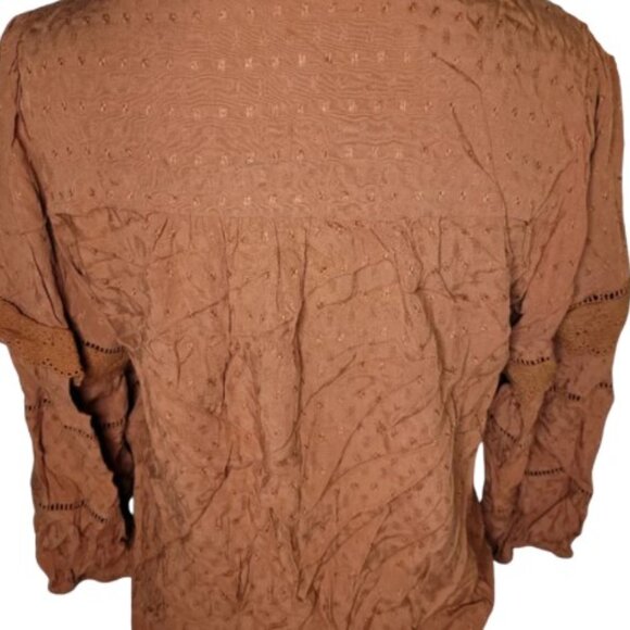 Knox Rose Small Orange Button-up, Long Sleeve Blouse - Picture 3 of 3